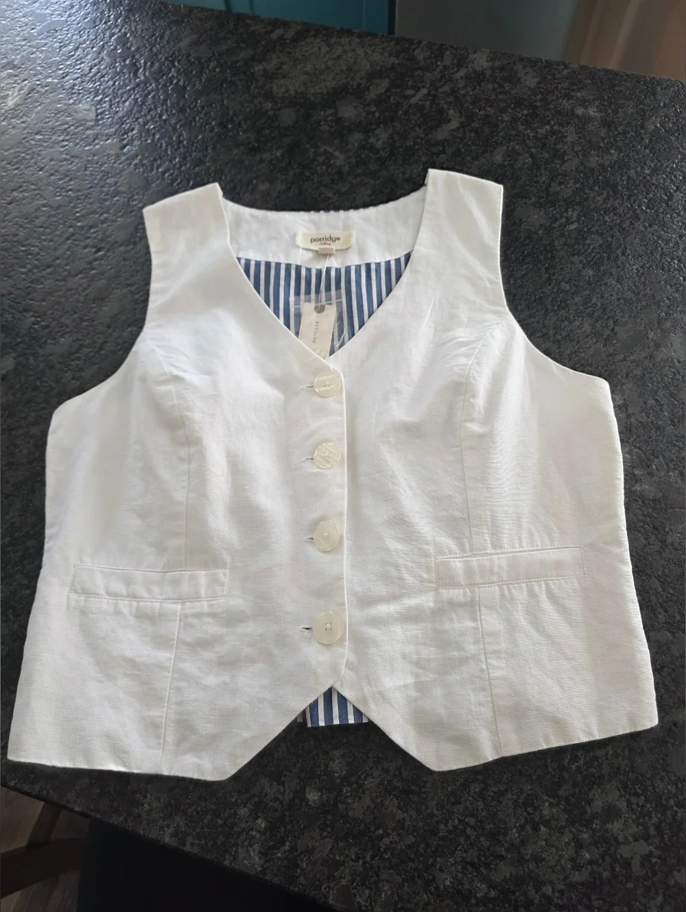 NWT Little white Top Anthropology Porridge Vest Medium - Picture 2 of 8
